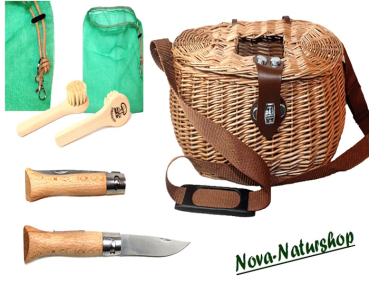 Pilz-Set Nova "Falke", 4 teilig , Pilzkorb , Pilznetz, Pilzmesser, Pilzbürste